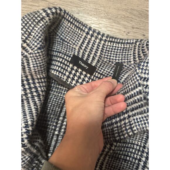 Theory Women’s Cropped Jacket Blazer Wool Blend S Small Plaid Houndstooth $450 - Picture 2 of 6